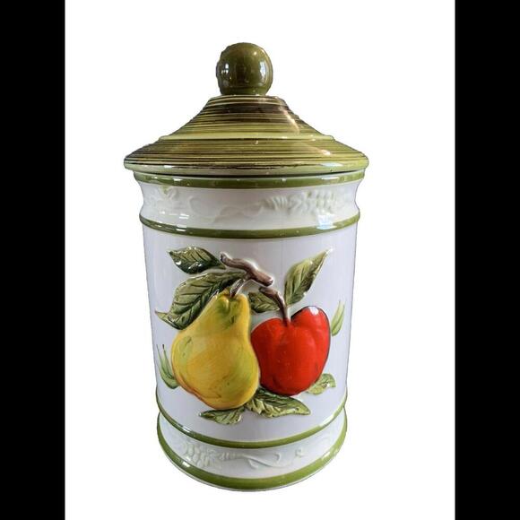 Other - Retro Cookie Jar 6o's 70's Apple Pear Design Art Deco Kitchen Decor Fruit MCM